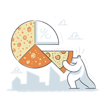 shared equaly, percentage, percent, divide, distribute