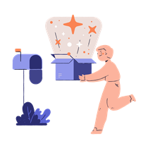 man, male, person, box, package, surprise, unbox, mail, email, logistic