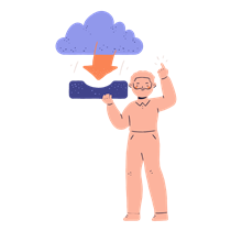 man, male, person, cloud, storage, database, arrow, transfer