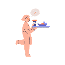 woman, female, person, meal, cafeteria, restaurant, fast food, confirm, positive