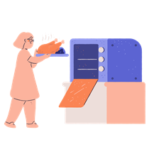 woman, female, person, oven, meal, dinner, restaurant