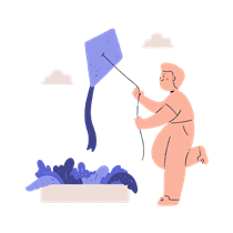 man, male, person, kite, flying