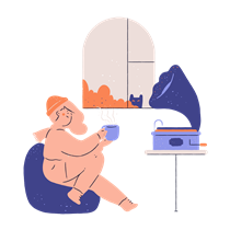 woman, female, person, music, home, drink, winter, beverage, comfort