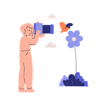 woman, female, person, camera, cam, device, nature, bird, flower