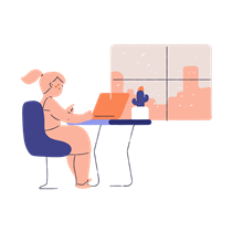 woman, female, person, desk, laptop, computer, furniture, home