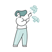 woman, release, bird, animal, freedom, fly