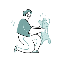 man, pet, affection, animal, hug, carry