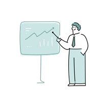 presentation, man, projection, arrow, prediction