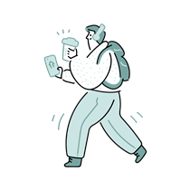 man, coffee, drink, beverage, smartphone, navigation, headphone