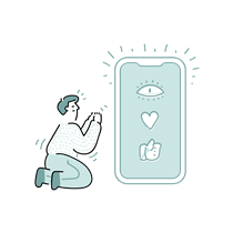 man, worship, smartphone, social, social network, views, likes