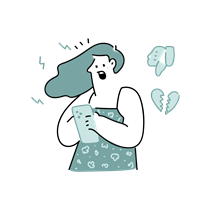 woman, social, social network, dislike, smartphone, thumbs down