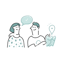 couple, travelling, confirm, map, location, navigation, destination