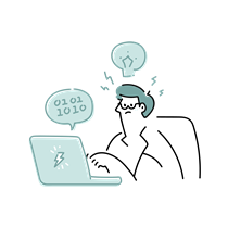 man, code, programming, laptop, computer, idea, lightbulb, code