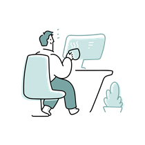 man, computer, monitor, desk, furniture