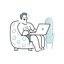man, work, laptop, computer, armchair, home