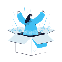 woman, female, person, surprise, unbox, box, package, parcel