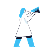 announcement, megaphone, woman, newsletter